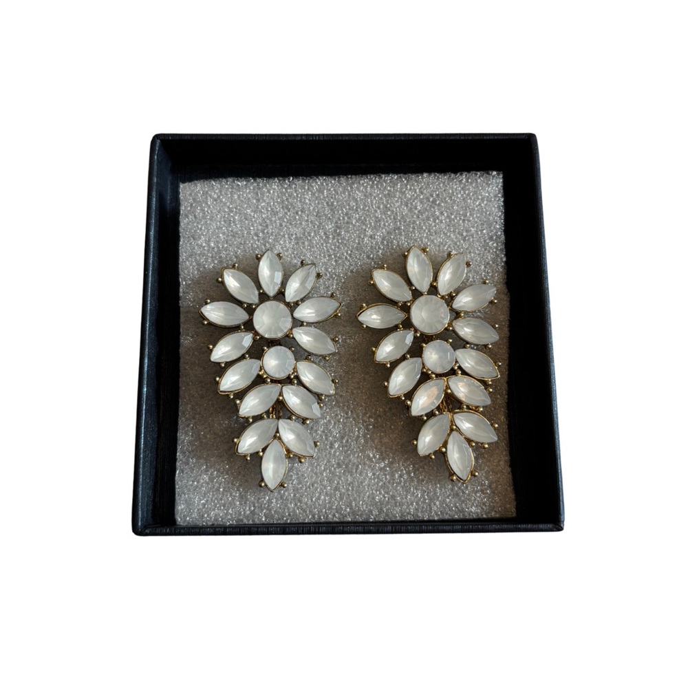 Chic Gold and White Petal Earrings